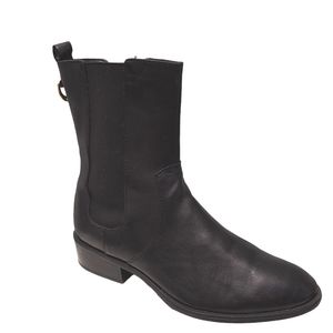 Lauren Ralph Lauren women Mona leather black stacked heel ankle boots size 9.5B